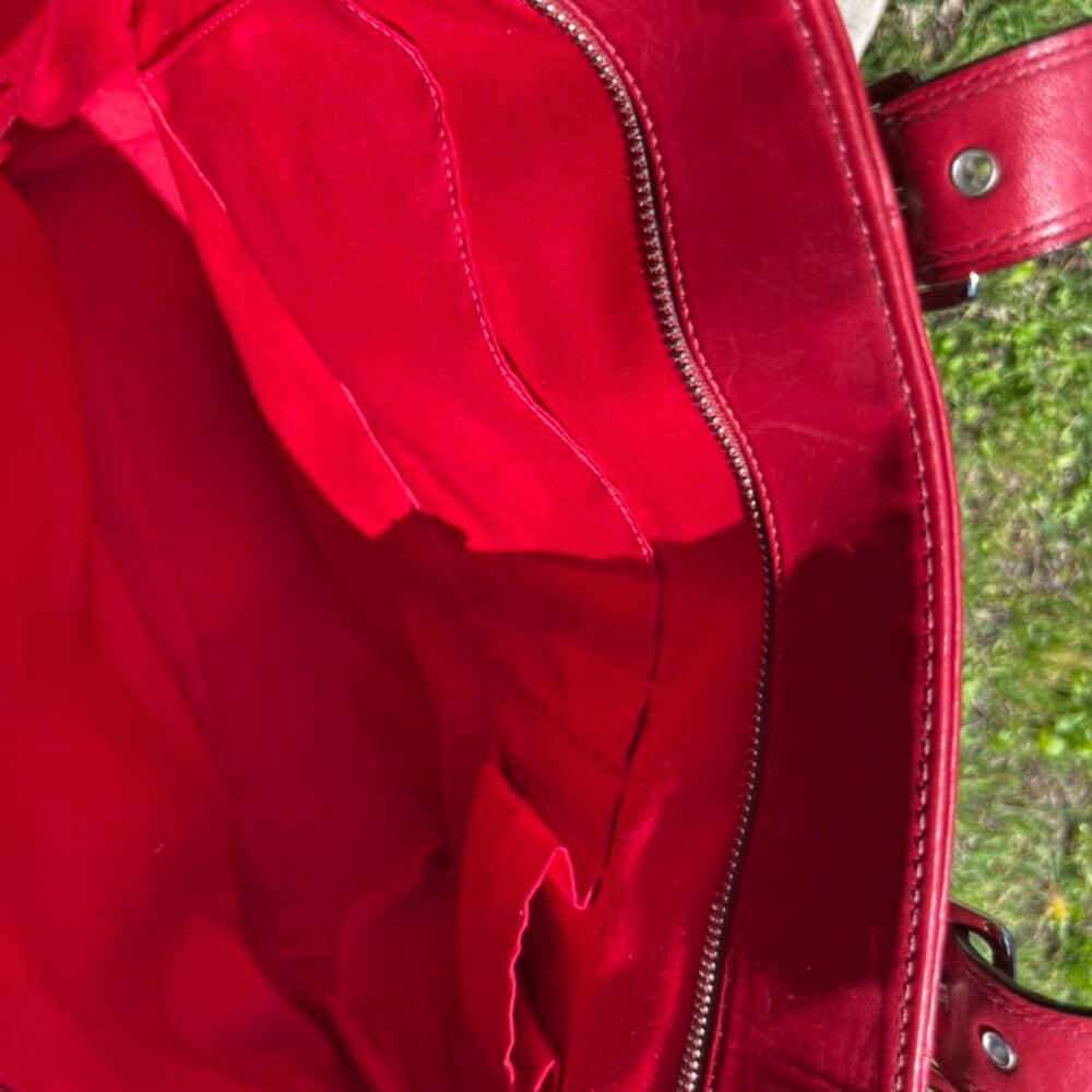 Vintage Coach Hampton Red Leather Shopper Tote Handbag - Picture 4 of 6
